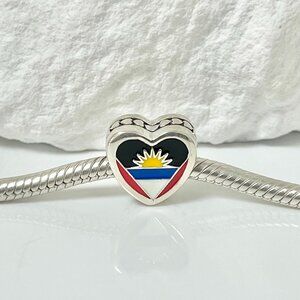 Pandora I LOVE Antigua and Barbuda S925 Silver Heart Bead Charm